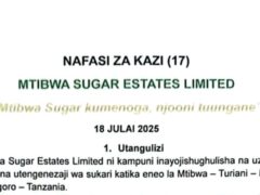 NAFASI 17 Za Kazi Mtibwa Sugar Estates Limited