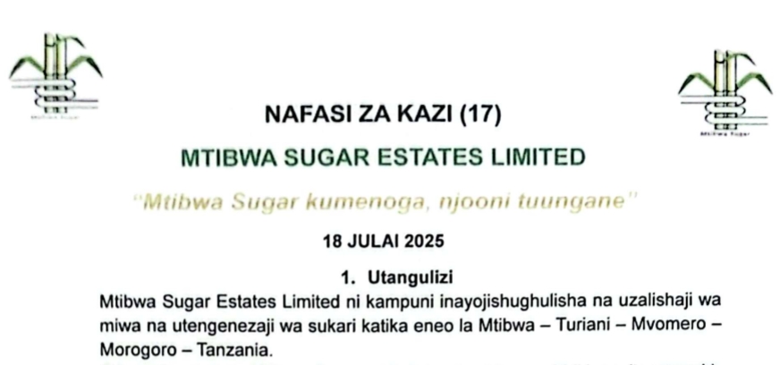 NAFASI 17 Za Kazi Mtibwa Sugar Estates Limited
