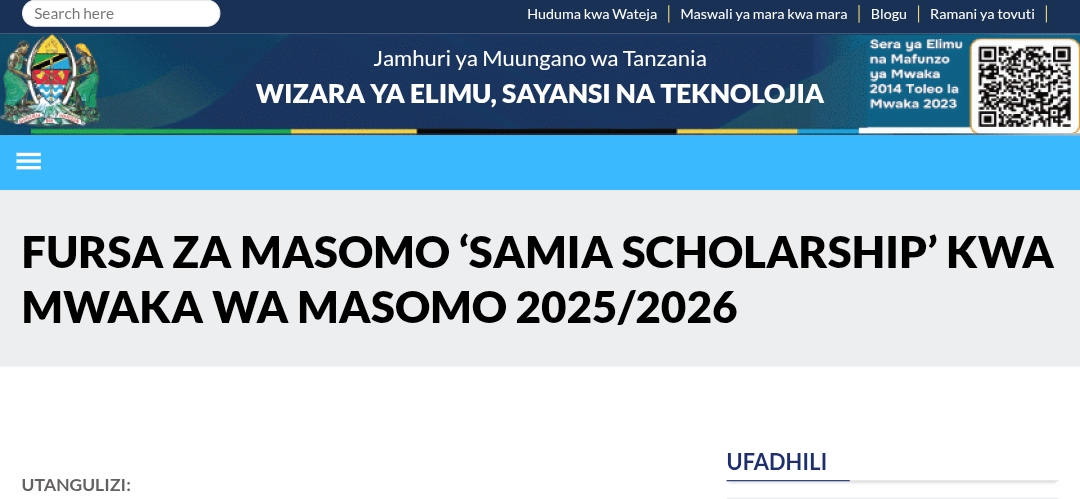 NAFASI 1050 Za Ufadhili wa Masomo Samia Scholarship 2025/2026