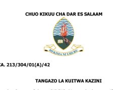 MAJINA ya Walioitwa Kazini UDSM 24/07/2025
