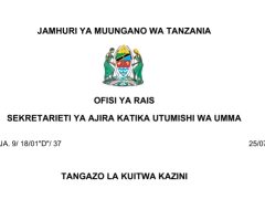 MAJINA ya Walioitwa Kazini UTUMISHI 25/07/2025
