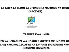NACTVET Majina 21565 ya Waliochaguliwa Kujiunga na Vyuo Vya Afya na Sayansi Shirikishi 2025/2026