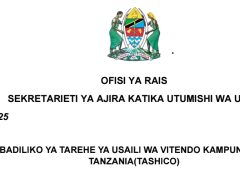 MABADILIKO ya Tarehe ya Usaili wa Vitendo TASHICO