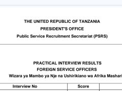 MATOKEO ya Usaili wa Vitendo Foreign Service Officers 04/08/2025