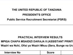 MATOKEO ya Usaili Wa Vitendo Mpiga Chapa Msaidizi Daraja II 05/08/2025