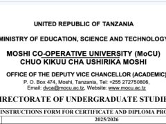 FOMU Za Kujiunga na Chuo Kikuu Cha Ushirika Moshi MoCU 2025/2026