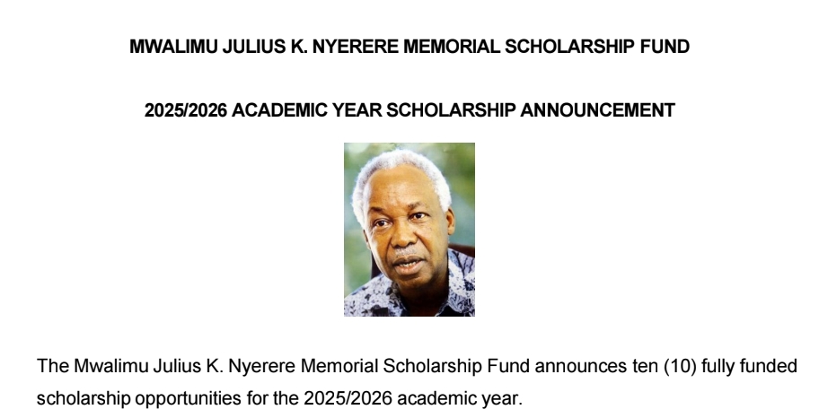 NAFASI Za Ufadhili wa Masomo Mwalimu Nyerere Memorial Academy University 2025/2026