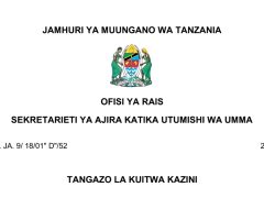 MAJINA ya Walioitwa Kazini UTUMISHI 27 August 2025