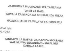 NAFASI 35 Za Walimu Tunduru District Council