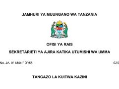 MAJINA ya Walioitwa Kazini UTUMISHI 02 September 2025