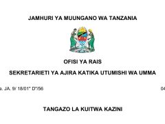 KUITWA Kazini UTUMISHI 04/09/2025