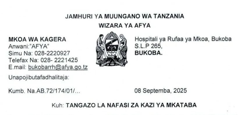 NAFASI 22 Za Kazi Hospitali ya Rufaa ya Mkoa Bukoba-Kagera