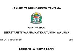 KUITWA Kazini UTUMISHI 25 September 2025