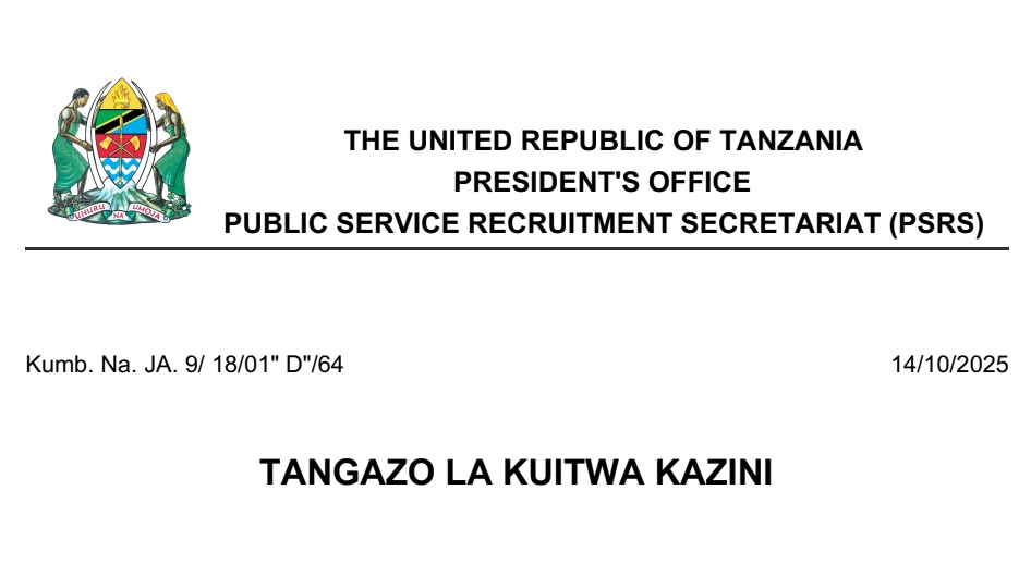 KUITWA Kazini UTUMISHI 14/10/2025