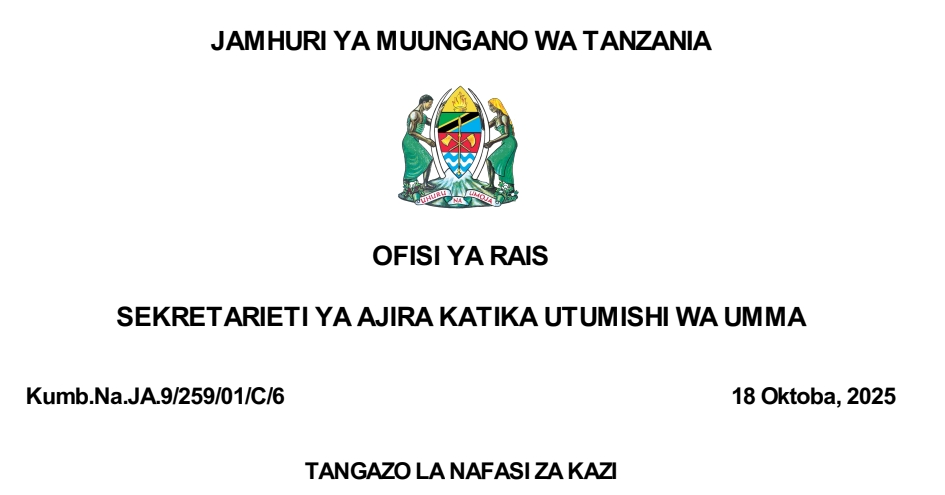 AJIRA 10026 Mpya Za Walimu 2025