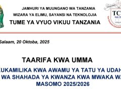 MAJINA ya Waliochaguliwa Kujiunga na Chuo Zaidi ya Kimoja Awamu ya tatu na wale ambao hawakuthibitisha awamu zilizopita 2025/2026