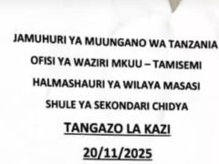 NAFASI Za Walimu Chidya Secondary School