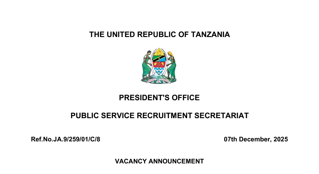 NAFASI 719 Za Kazi UTUMISHI 08 December 2025