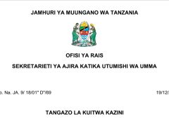 KUITWA Kazini UTUMISHI 19/12/2025