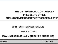 MATOKEO ya Usaili wa Kuandika Mwalimu Daraja la IIIA 20/12/2025