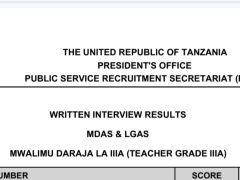 MATOKEO ya Usaili wa Kuandika Mwalimu Daraja la IIIA 20-21/12/2025