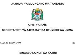 KUITWA Kazini UTUMISHI 30/12/2025