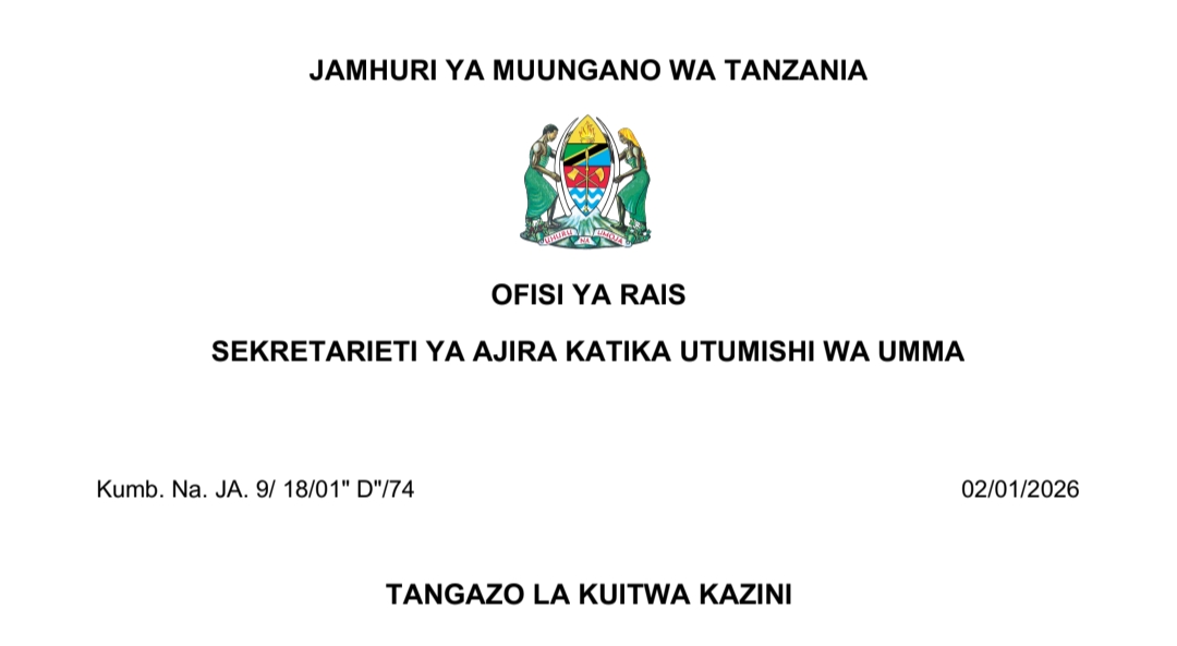 KUITWA Kazini UTUMISHI 02 January 2025