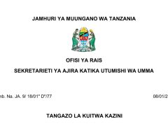 KUITWA Kazini UTUMISHI 08/01/2026