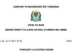 KUITWA Kazini UTUMISHI 09/01/2026
