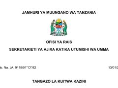 KUITWA Kazini UTUMISHI 13/01/2026