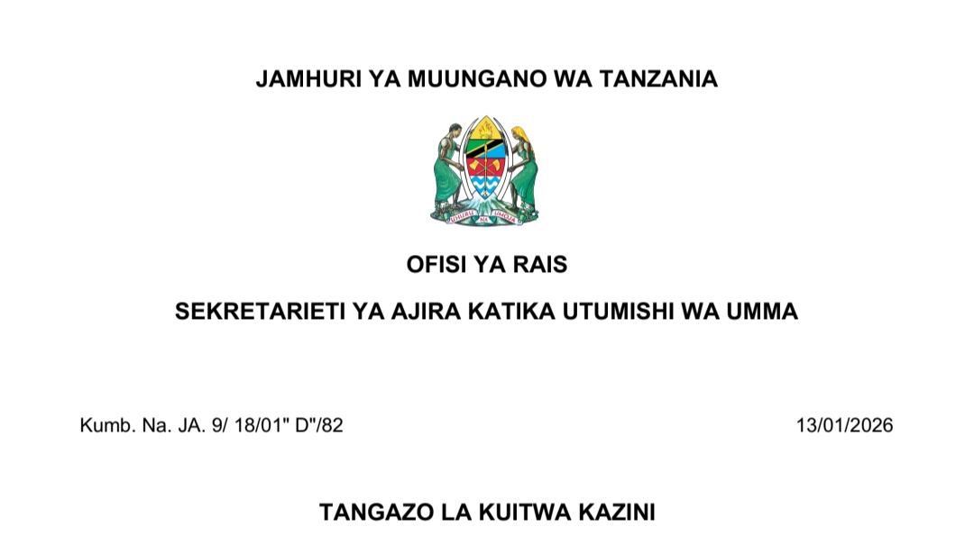 KUITWA Kazini UTUMISHI 13/01/2026