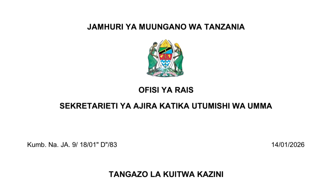 KUITWA Kazini UTUMISHI 14/01/2026
