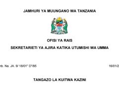 KUITWA Kazini UTUMISHI 16/01/2026