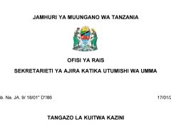 KUITWA Kazini UTUMISHI 17/01/2026