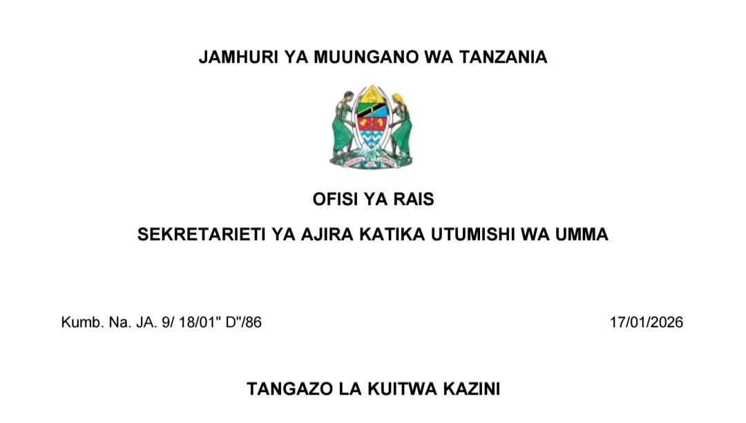 KUITWA Kazini UTUMISHI 17/01/2026