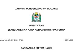 KUITWA Kazini UTUMISHI 19/01/2026