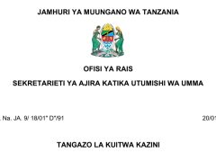 KUITWA Kazini UTUMISHI 20/01/2026