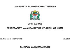 KUITWA Kazini UTUMISHI 23/01/2026
