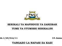 NAFASI Za Kazi Wizara ya Kilimo Umwagiliaji Maliasili na Mifugo Zanzibar