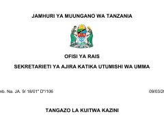KUITWA Kazini UTUMISHI 09/03/2026