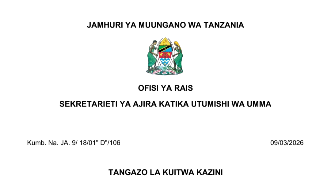 KUITWA Kazini UTUMISHI 09/03/2026