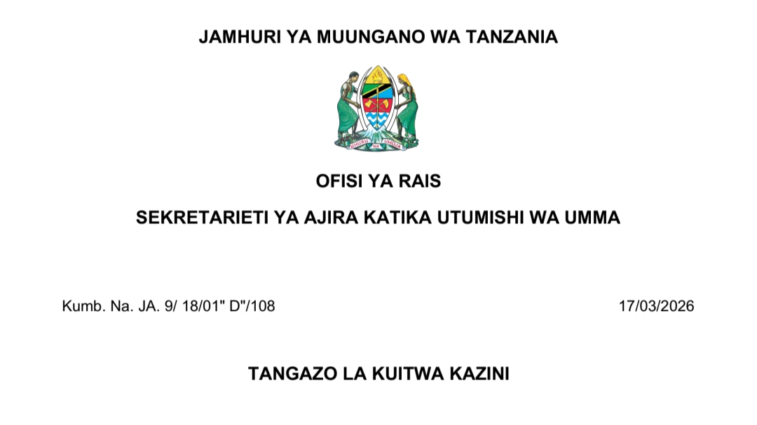 KUITWA Kazini UTUMISHI 17/03/2026