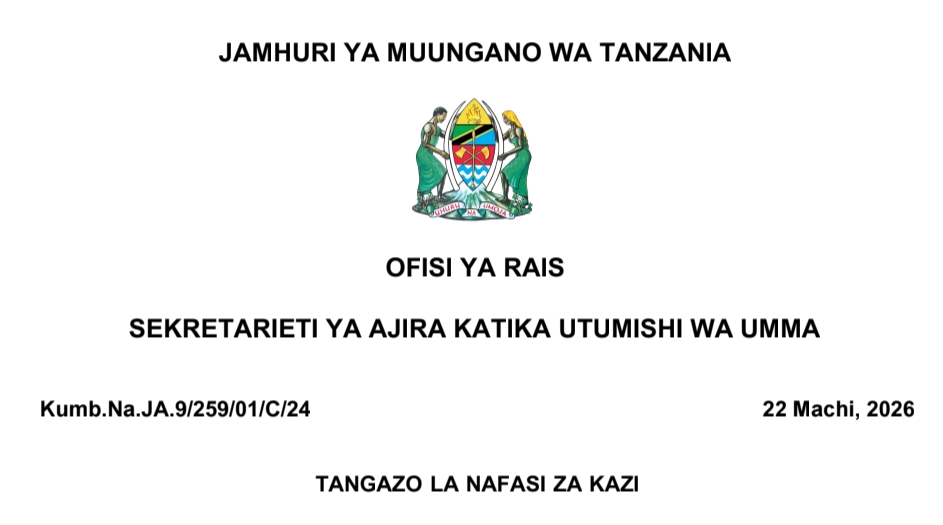 NAFASI 630 Za Kazi MDAs & LGAs March 2026