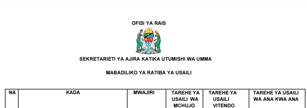 MABADILIKO ya Ratiba ya Usaili UTUMISHI April 2026