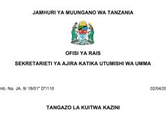 MAJINA ya Walioitwa Kazini UTUMISHI 02/2026