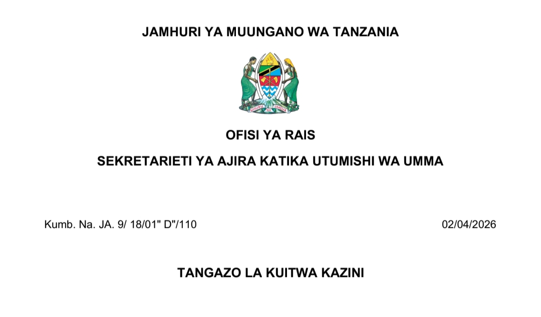 MAJINA ya Walioitwa Kazini UTUMISHI 02/2026