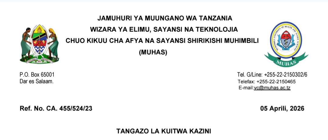 KUITWA Kazini Chuo Kikuu cha Afya na Sayansi Shirikishi Muhimbili